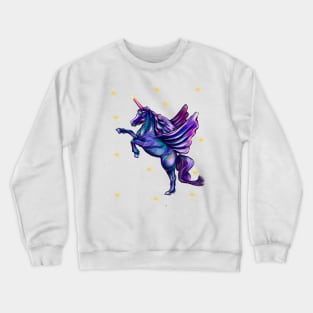 Unicorn  with stars - sparkly, glittery, magical, winged unicorn Crewneck Sweatshirt